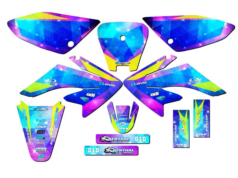 2004-2013 CRF 70 SPACE KADET Galaxy Senge Graphics Kit Compatible with Honda - Picture 5 of 10