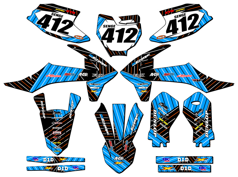 Kit de gráficos SX-E5 RACE SERIES 2020-2024 Sky Blue Senge compatible con KTM - Imagen 8 de 10