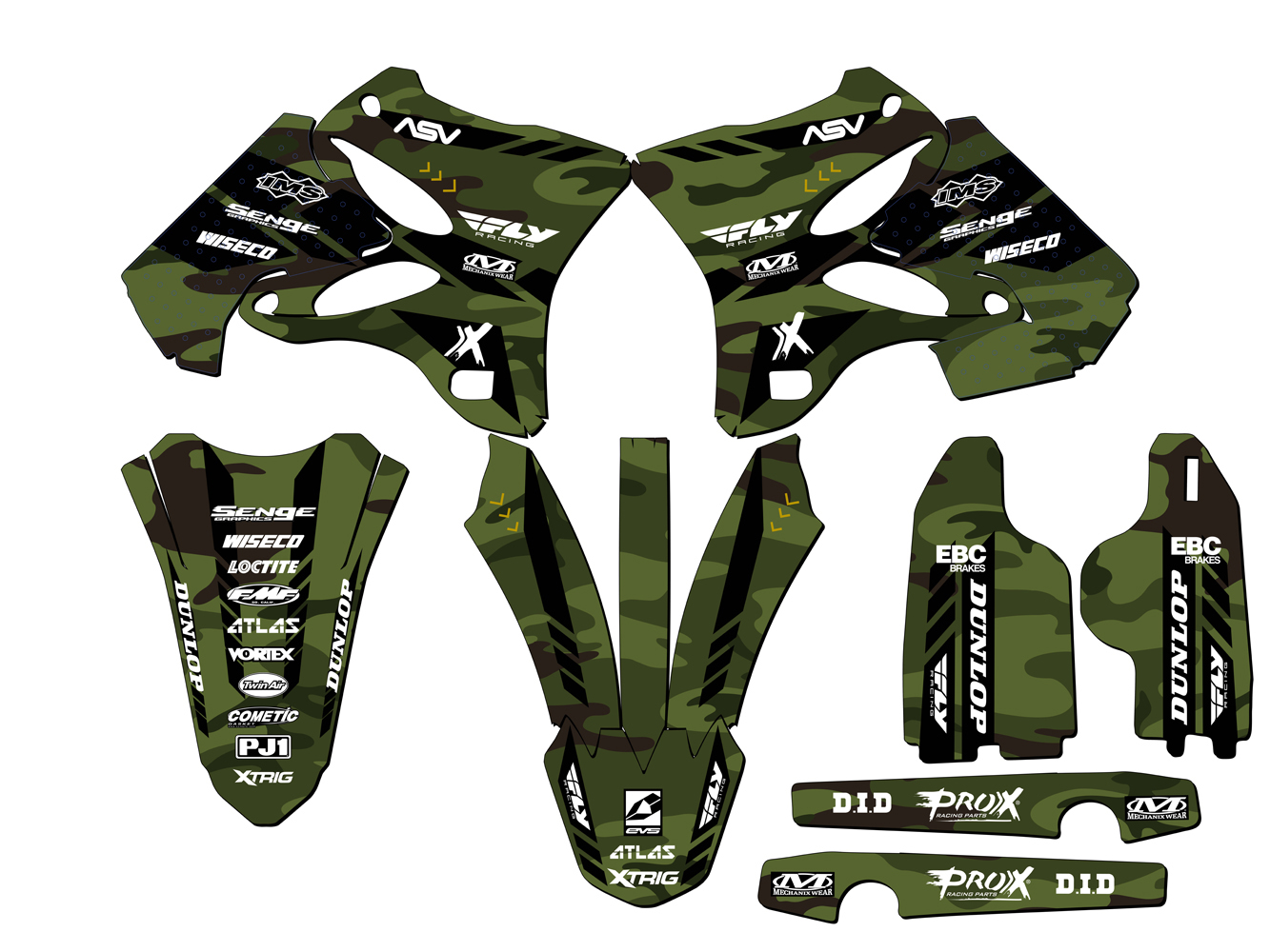 Kit de gráficos YZ 125 APACHE 2005-2007 verde Senge compatible con Yamaha - Imagen 2 de 10