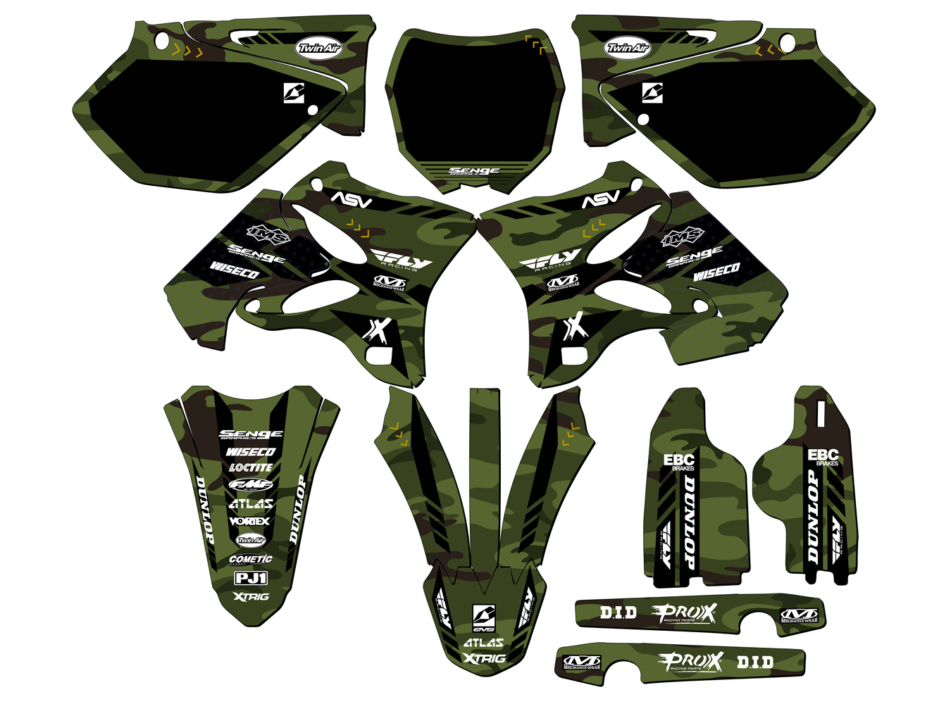 Kit de gráficos YZ 125 APACHE 2005-2007 verde Senge compatible con Yamaha - Imagen 5 de 10
