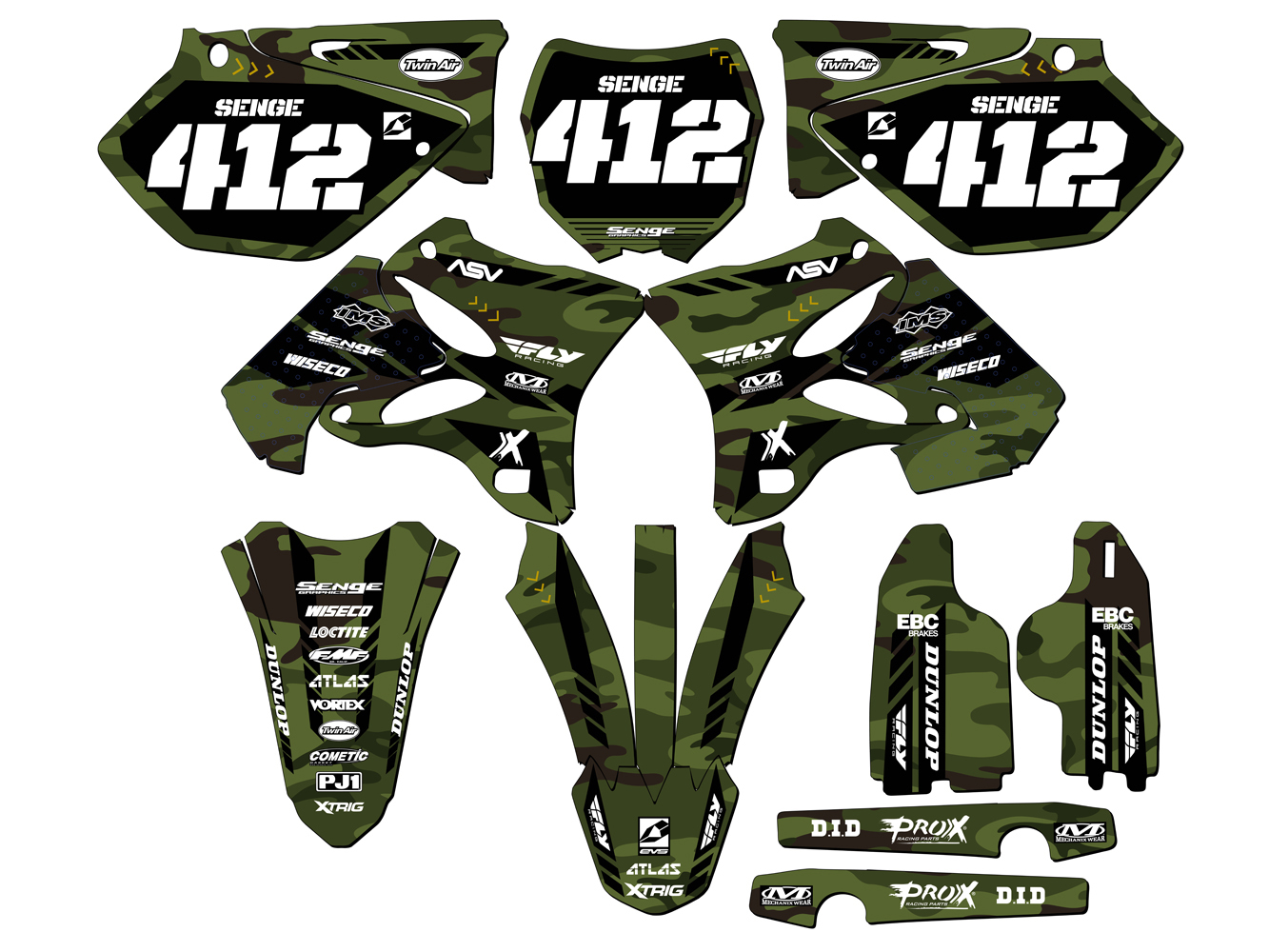 Kit de gráficos YZ 125 APACHE 2005-2007 verde Senge compatible con Yamaha - Imagen 8 de 10