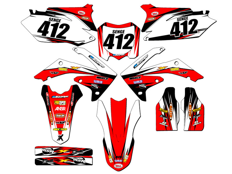 2010-2013 CRF 250 R VELOCITY Red Senge kit de gráficos compatible con Honda - Imagen 8 de 10