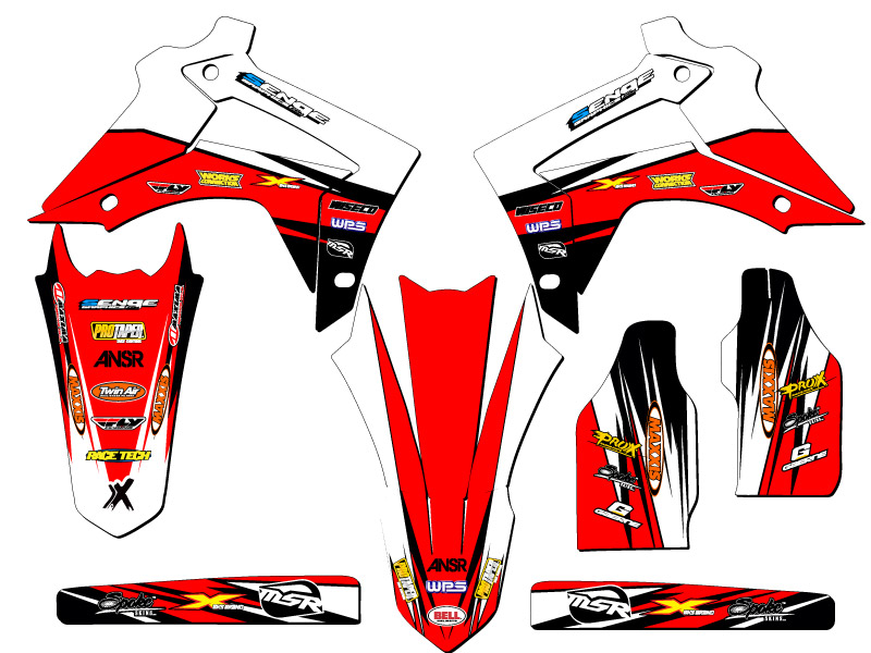 2014-2017 CRF 250 R VELOCITY Red Senge Graphics Kit Compatible with Honda - Picture 2 of 10