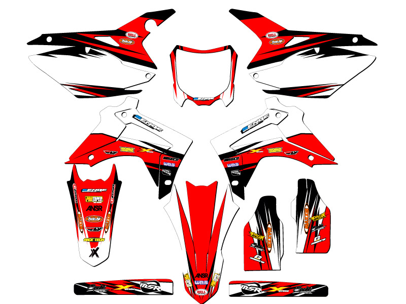 2014-2017 CRF 250 R VELOCITY Red Senge Graphics Kit Compatible with Honda - Picture 5 of 10