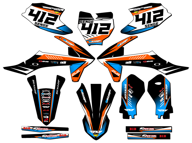 2020-2024 SX-E5 SURGE Sky Blue Senge Graphics Kit Compatible with KTM - Picture 8 of 10