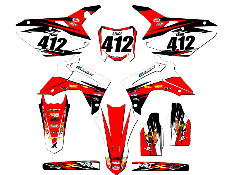 2014-2017 CRF 250 R VELOCITY Red Senge Graphics Kit Compatible with Honda - Picture 8 of 10