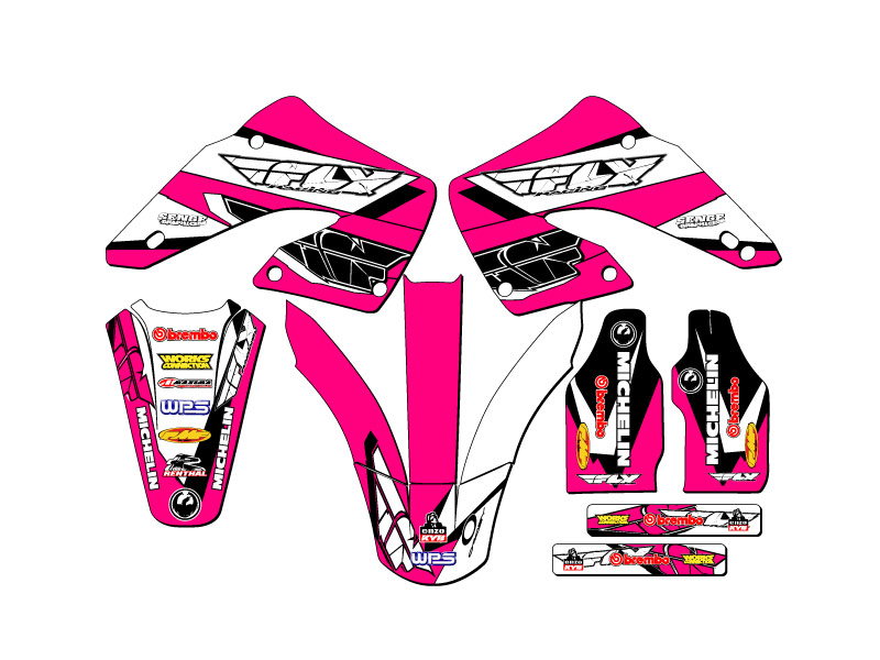 2000-2001 CR 125 R 13 FLY Pink Senge Graphics Kit Compatible with Honda - Picture 2 of 10