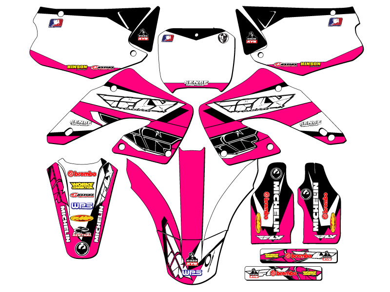 2000-2001 CR 125 R 13 FLY Pink Senge Graphics Kit Compatible with Honda - Picture 5 of 10