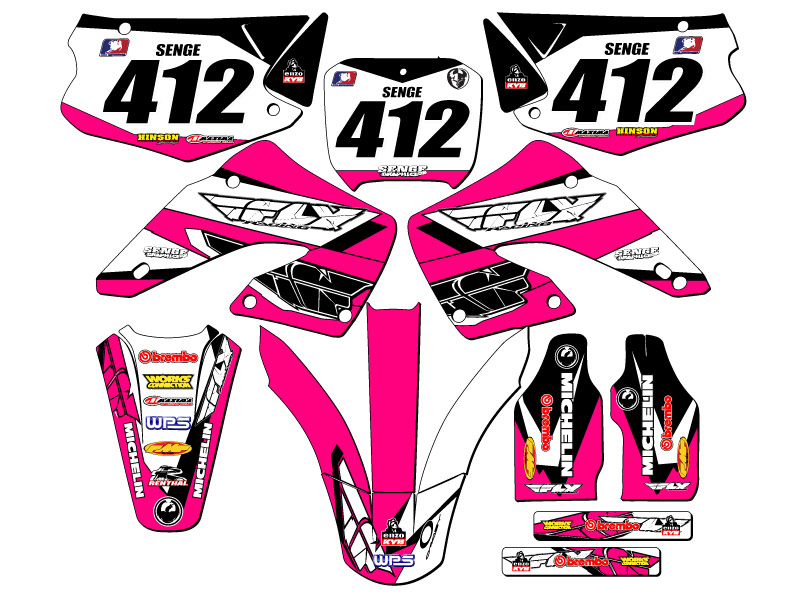 2000-2001 CR 125 R 13 FLY Pink Senge Graphics Kit Compatible with Honda - Picture 8 of 10