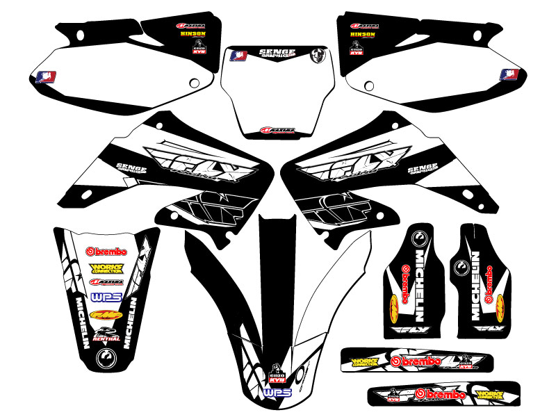 2004-2012 CR 125 R 13 FLY Black Senge kit de gráficos compatible con Honda - Imagen 5 de 10