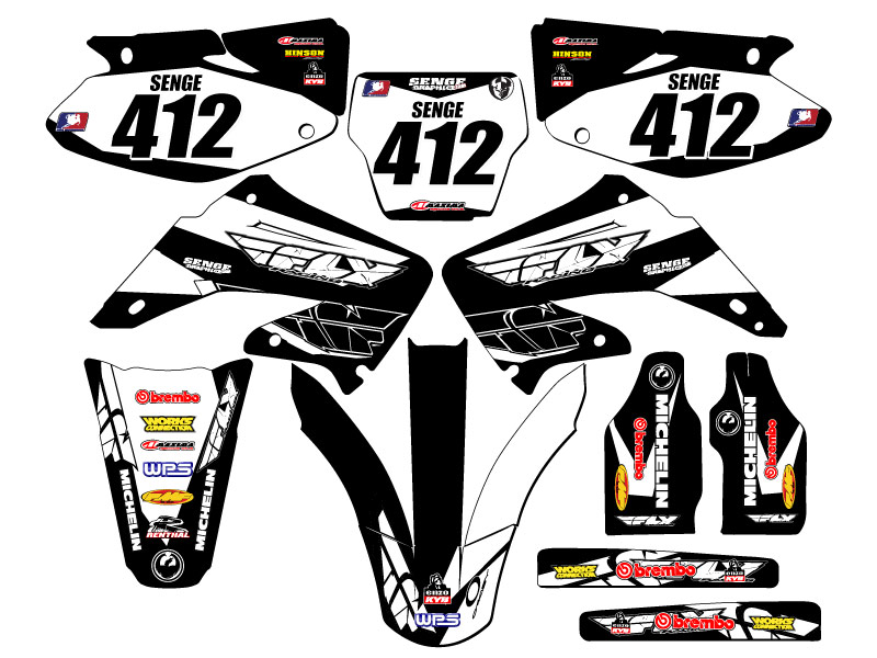 2004-2012 CR 125 R 13 FLY Black Senge kit de gráficos compatible con Honda - Imagen 8 de 10