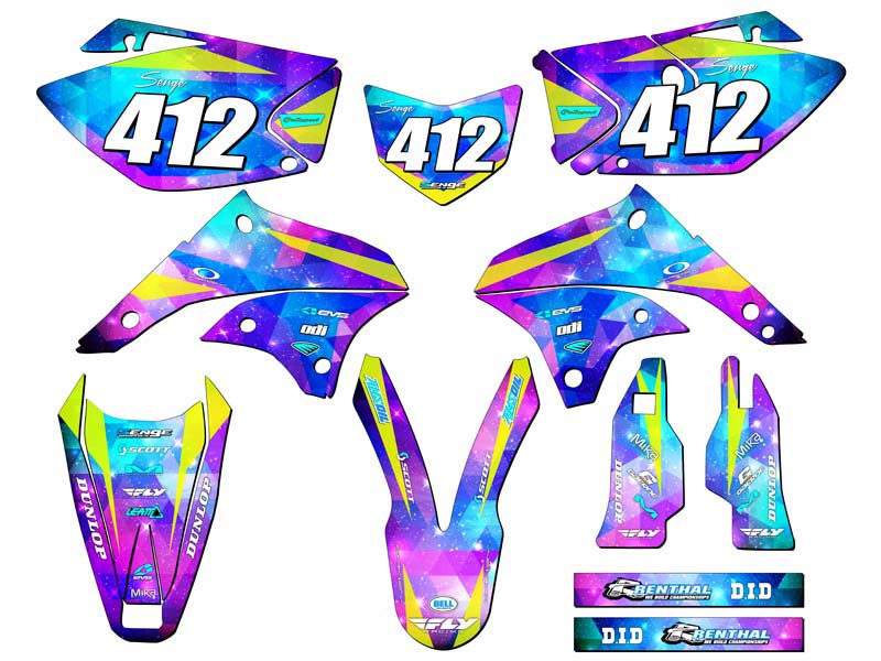 Kit de gráficos KLX 450 SPACE KADET Galaxy Senge 2008-2018 compatible con Kawasaki - Imagen 8 de 10
