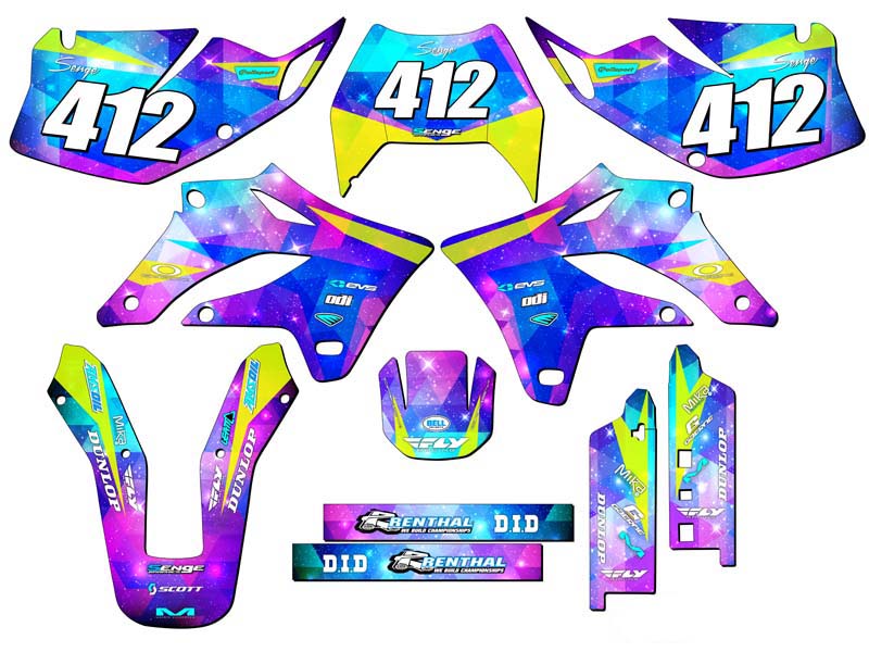 2004-2007 KLX 250 SPACE KADET Galaxy Senge Graphics Kit Compatible with Kawasaki - Picture 8 of 10