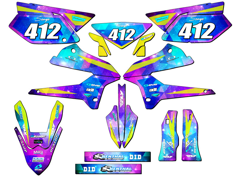 2008-2020 KLX 250 SPACE KADET Galaxy Senge Graphics Kit Compatible with Kawasaki - Picture 8 of 10
