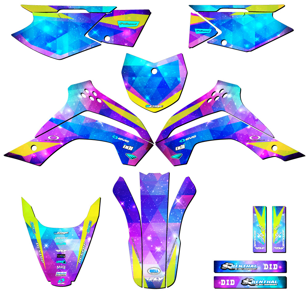 2008-2018 KLX 140 SPACE KADET Galaxy Senge Graphics Kit Compatible with Kawasaki - Picture 5 of 10