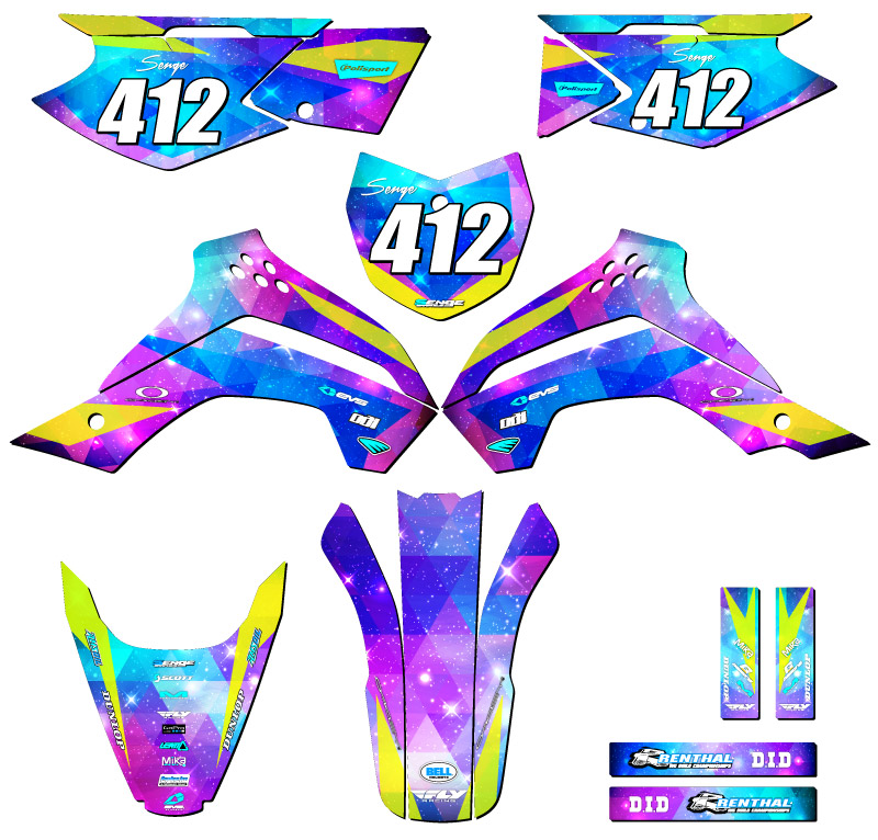 2008-2018 KLX 140 SPACE KADET Galaxy Senge Graphics Kit Compatible with Kawasaki - Picture 8 of 10
