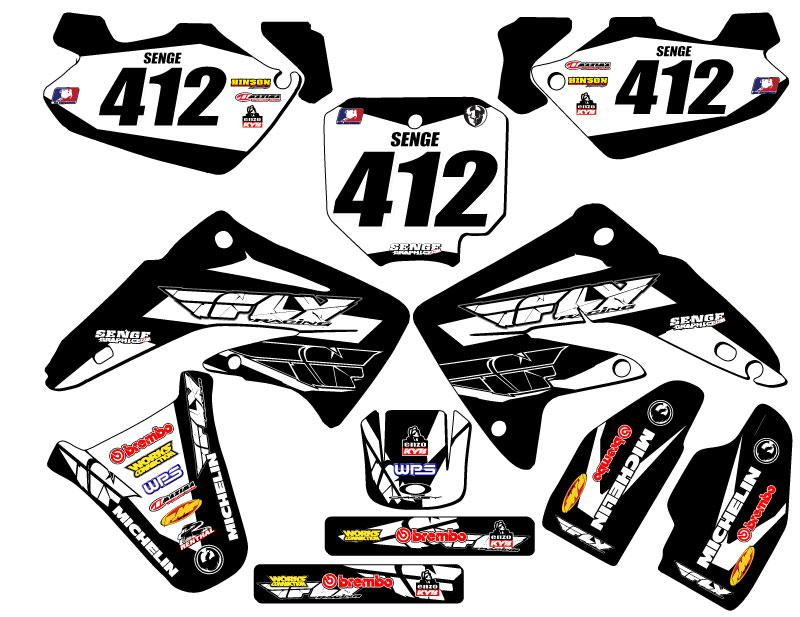 2003-2013 CR 85 13 FLY Black Senge Graphics Kit Compatible with Honda - Picture 8 of 10