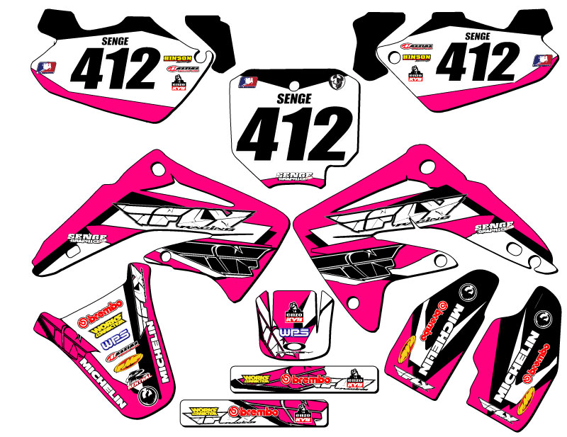 2003-2013 CR 85 13 FLY Pink Senge Graphics Kit Compatible with Honda - Picture 2 of 10