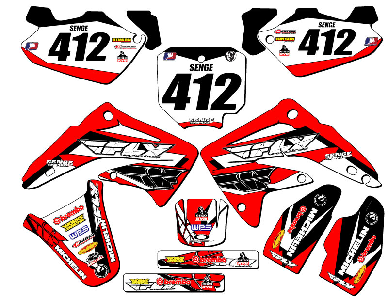 2003-2013 CR 85 13 FLY Red Senge Graphics Kit Compatible with Honda - Picture 5 of 10