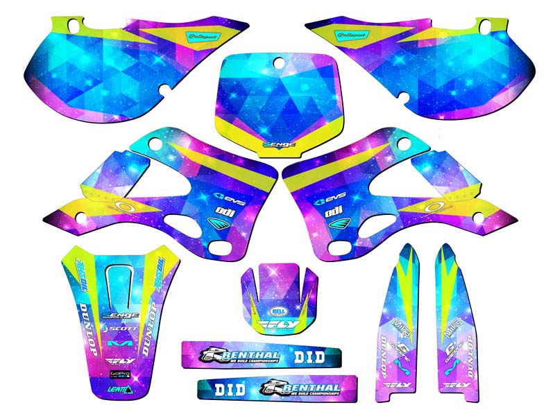1999-2002 KX 250 SPACE KADET Galaxy Senge kit de gráficos compatible con Kawasaki - Imagen 5 de 10