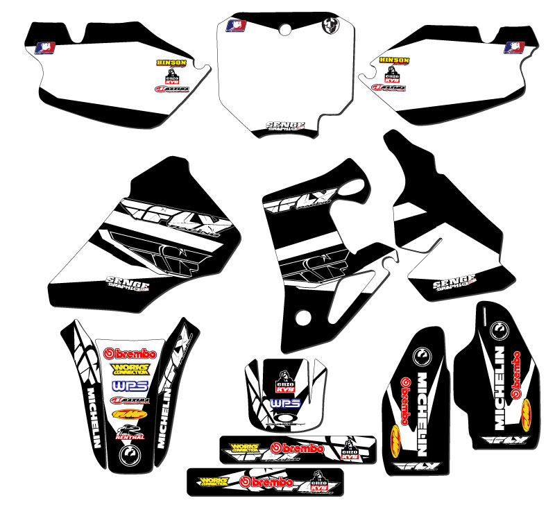 1996-2002 CR 80 13 FLY Black Senge Graphics Kit Compatible with Honda - Picture 5 of 10