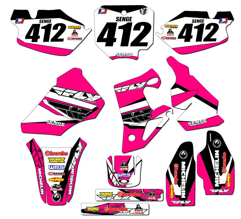 1996-2002 CR 80 13 FLY Pink Senge kit de gráficos compatible con Honda - Imagen 8 de 10