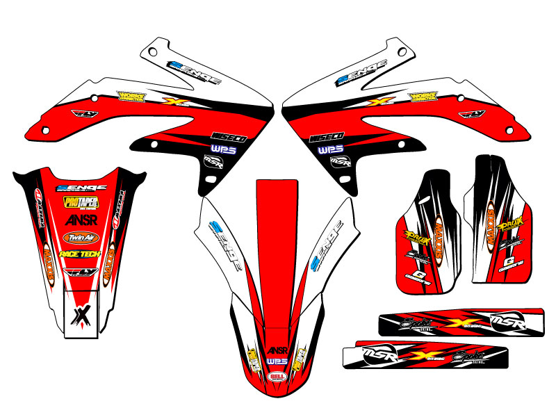 2005-2007 CRF 450 X VELOCITY Red Senge Graphics Kit Compatible with Honda - Foto 2 di 10