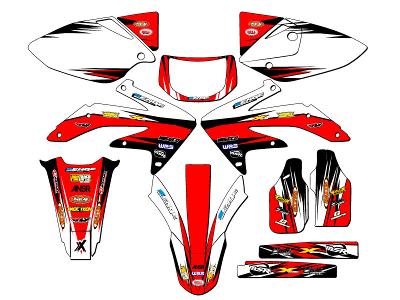2005-2007 CRF 450 X VELOCITY Red Senge Graphics Kit Compatible with Honda - Foto 5 di 10