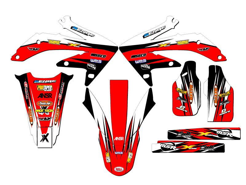 2008-2018 CRF 450 X VELOCITY Red Senge Graphics Kit Compatible with Honda - Picture 2 of 10