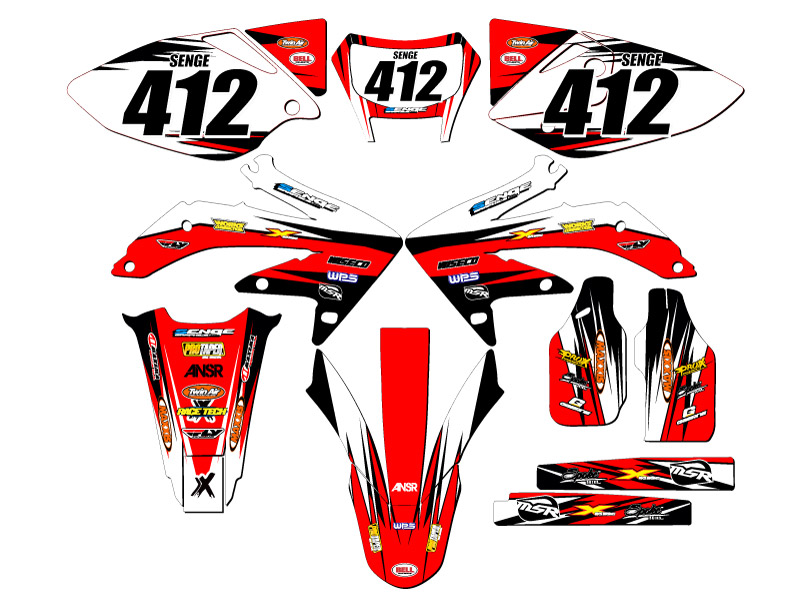 2008-2018 CRF 450 X VELOCITY Red Senge Graphics Kit Compatible with Honda - Picture 8 of 10