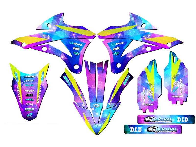 2014-2021 KX 100 SPACE KADET Galaxy Senge kit de gráficos compatible con Kawasaki - Imagen 2 de 10