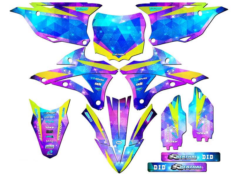 2014-2021 KX 100 SPACE KADET Galaxy Senge kit de gráficos compatible con Kawasaki - Imagen 5 de 10