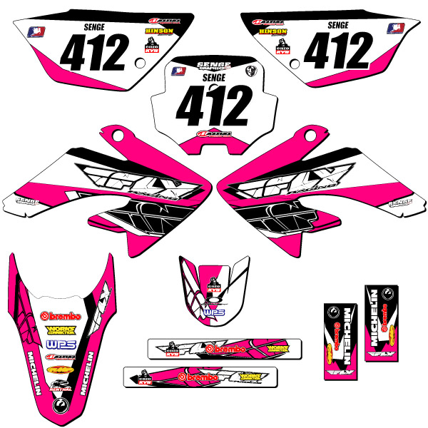 2011-2016 CRF 80 13 FLY Pink Senge Graphics Kit compatible con Honda - Imagen 8 de 10