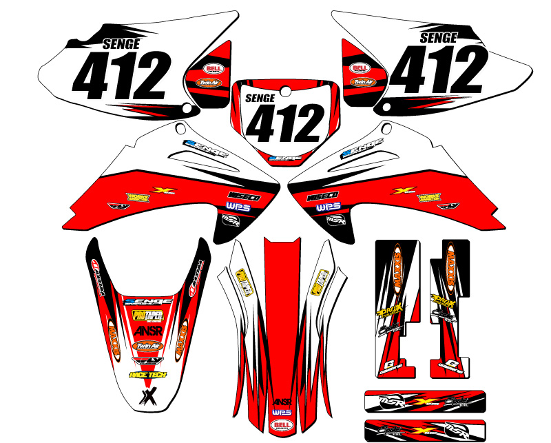 2003-2007 CRF 230 F VELOCITY Red Senge Graphics Kit Compatible with Honda - Foto 8 di 10