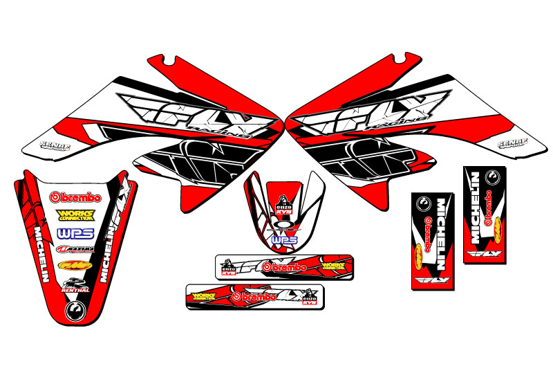 2004-2013 CRF 70 13 FLY Red Senge Graphics Kit Compatible with Honda - Foto 8 di 10