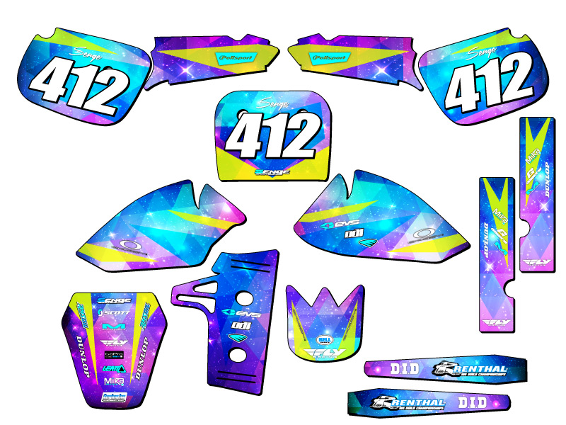 1985-2004 KX 60 SPACE KADET Galaxy Senge Graphics Kit Compatible with Kawasaki - Picture 8 of 10