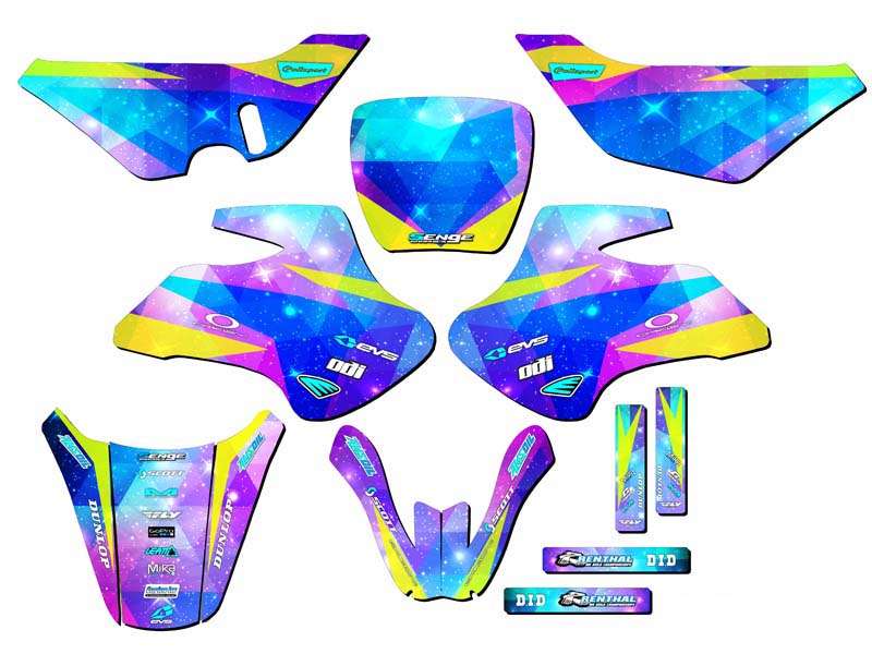 All Years KDX 50 SPACE KADET Galaxy Senge Graphics Kit Compatible with Kawasaki - Picture 5 of 10