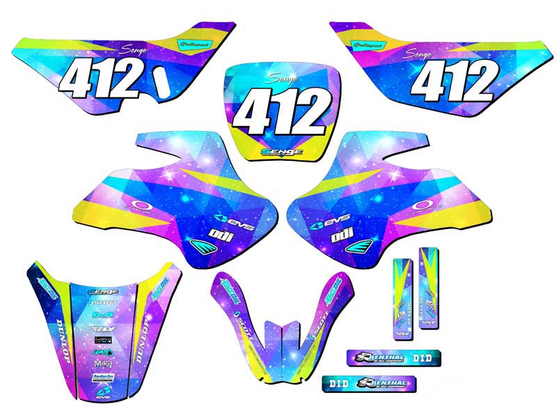 All Years KDX 50 SPACE KADET Galaxy Senge Graphics Kit Compatible with Kawasaki - Picture 8 of 10
