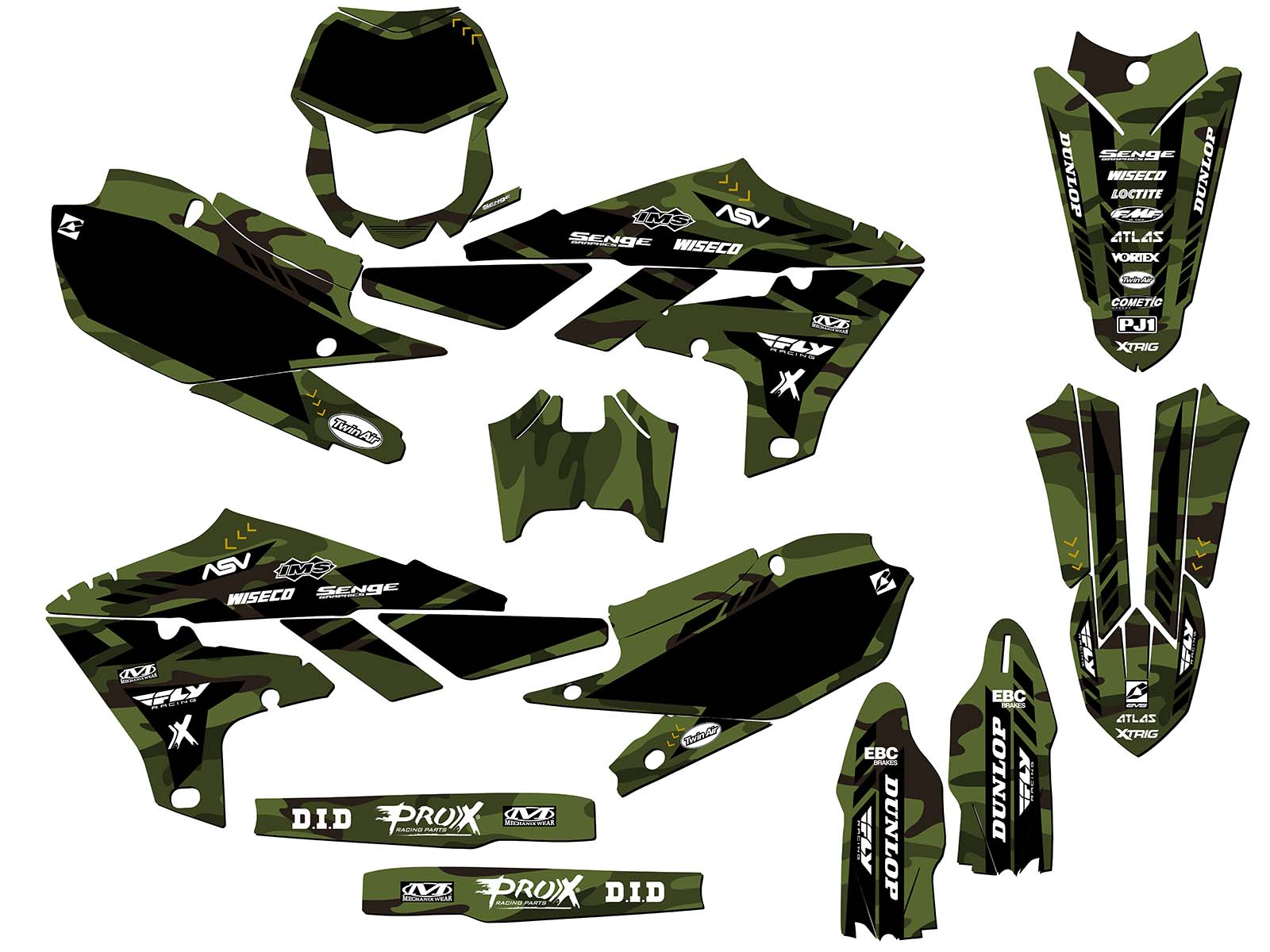 2019-2023 WR 450 F APACHE Green Senge Graphics Kit Compatible with Yamaha - Picture 5 of 10