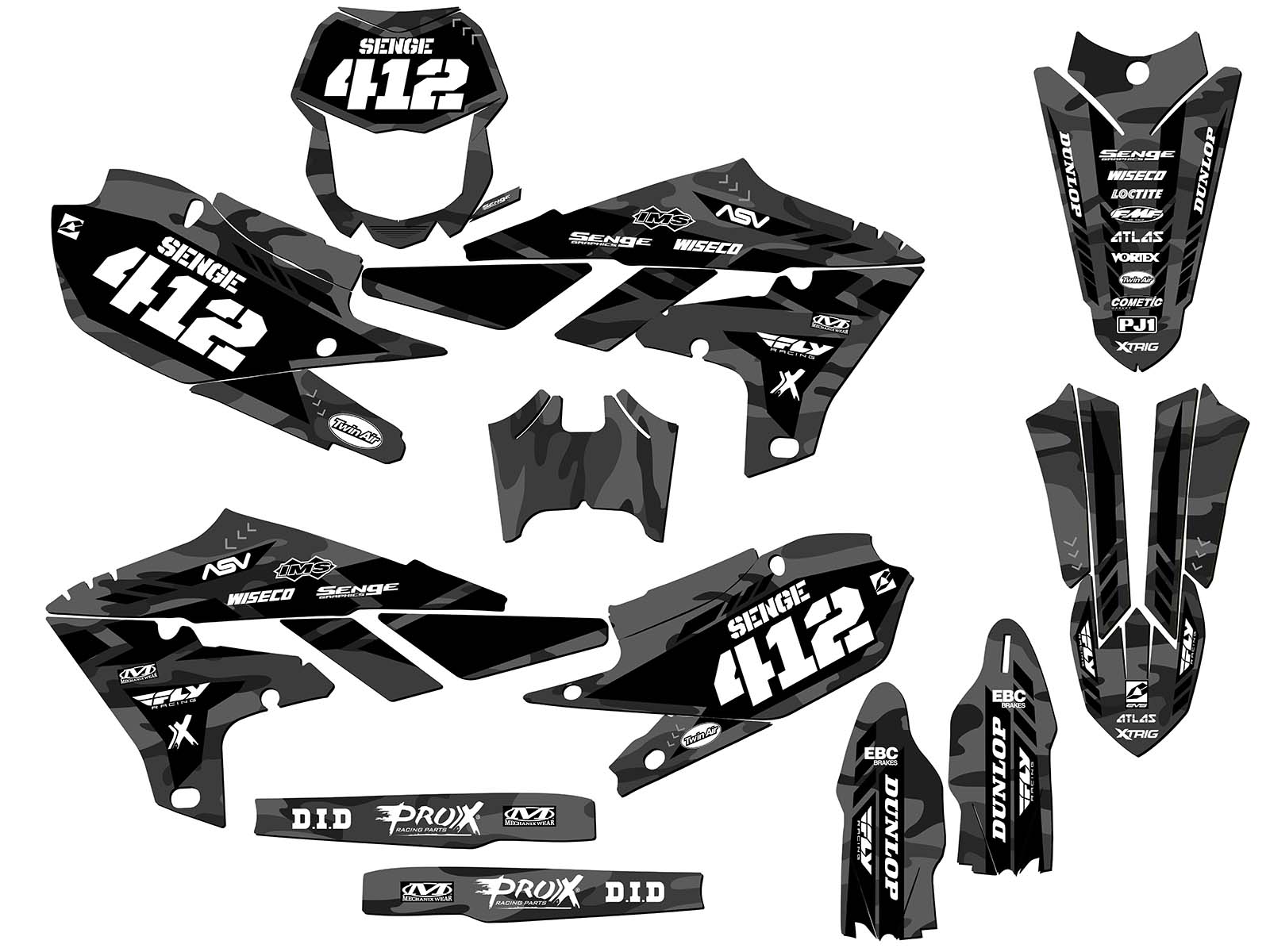 2019-2023 WR 450 F APACHE Grey Senge Graphics Kit Compatible with Yamaha - Picture 8 of 10