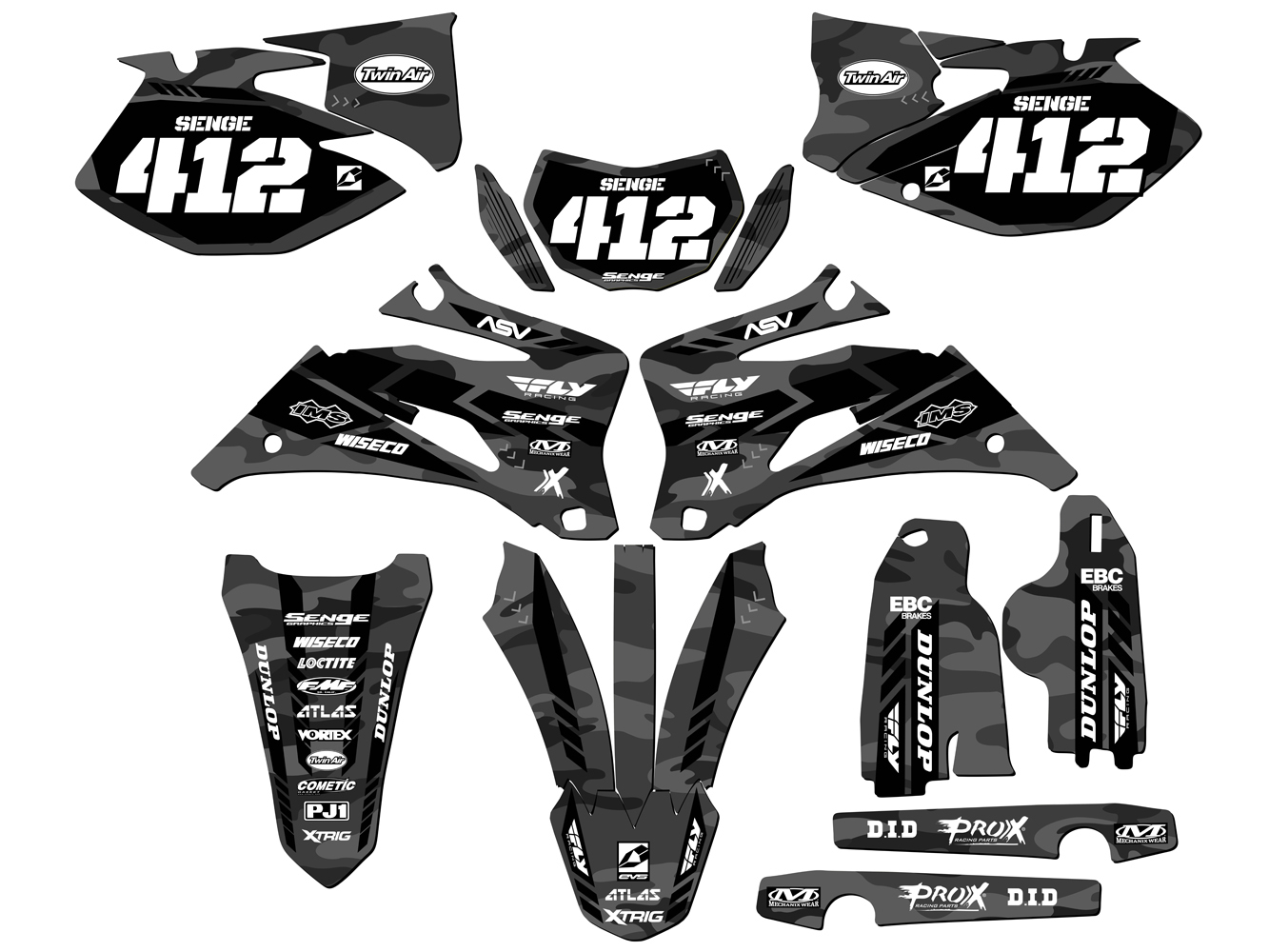 2007-2014 WR 250 F APACHE Grey Senge Graphics Kit Compatible with Yamaha - Picture 8 of 10