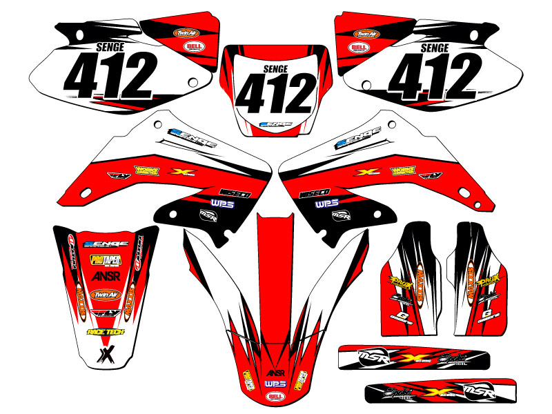 2004-2012 CR 125 R VELOCITY Red Senge kit de gráficos compatible con Honda - Imagen 2 de 10