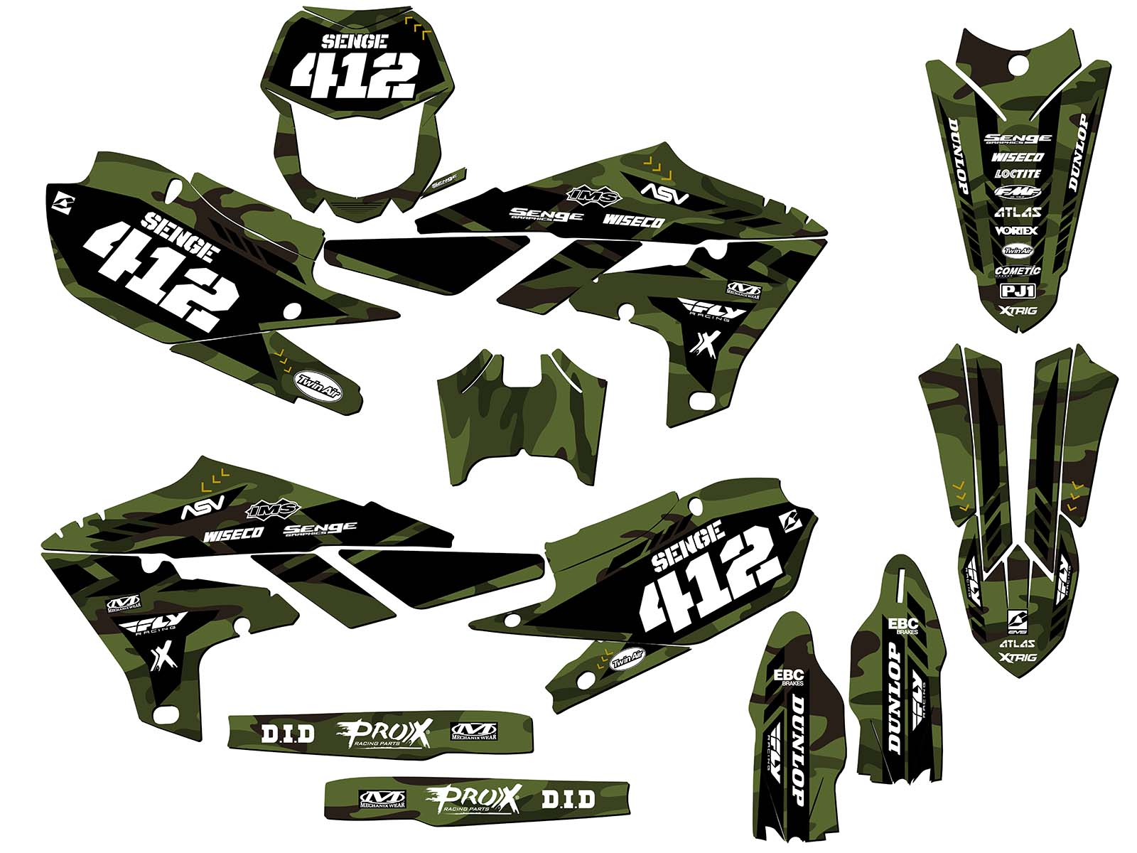 2020-2024 WR 250 F APACHE Green Senge Graphics Kit Compatible with Yamaha - Picture 8 of 10