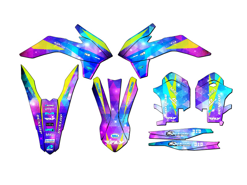 2013-2014 XCF SPACE KADET Galaxy Senge Graphics Kit Compatible with KTM - Foto 2 di 10
