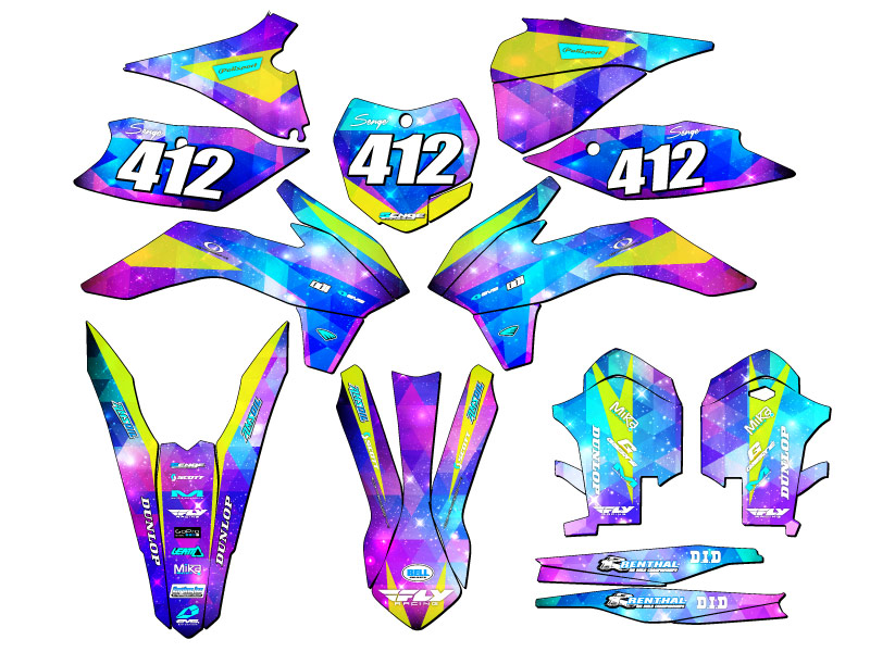 2013-2014 XCF SPACE KADET Galaxy Senge Graphics Kit Compatible with KTM - Foto 8 di 10