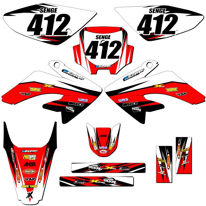 2004-2010 CRF 80 VELOCITY Red Senge Graphics Kit Compatible with Honda - Bild 2 von 10