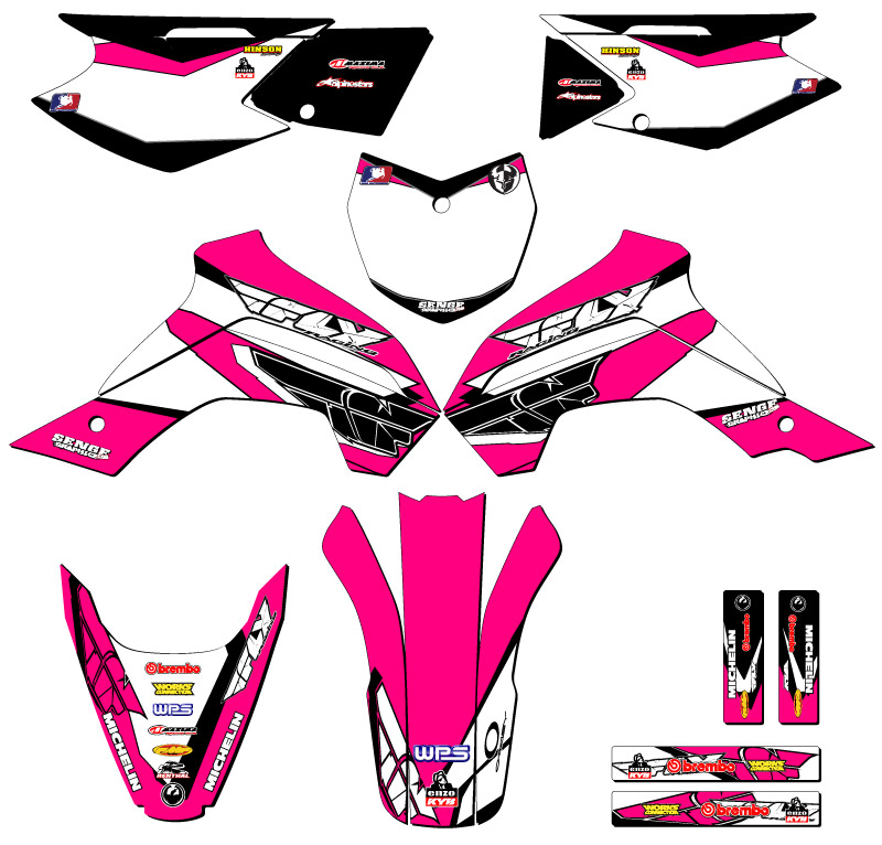 KLX 140 13 FLY 2019-2020 kit de gráficos rosa Senge compatible con Kawasaki - Imagen 5 de 10