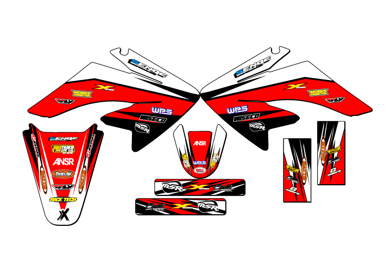 2004-2013 CRF 70 VELOCITY Red Senge Graphics Kit Compatible with Honda - Foto 2 di 10