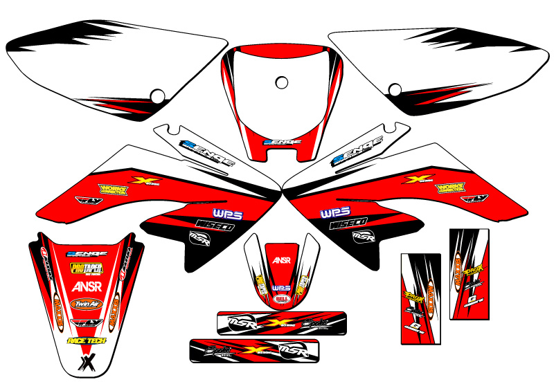2004-2013 CRF 70 VELOCITY Red Senge Graphics Kit Compatible with Honda - Foto 5 di 10