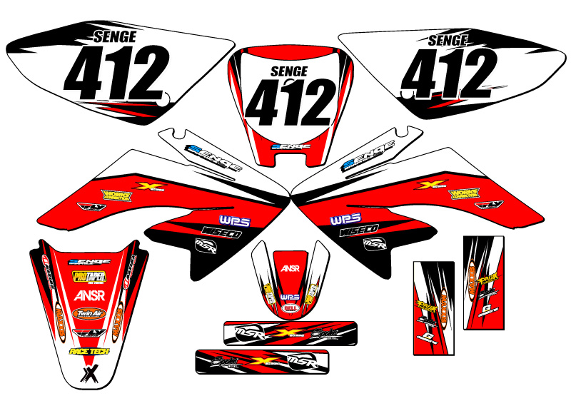 2004-2013 CRF 70 VELOCITY Red Senge Graphics Kit Compatible with Honda - Foto 8 di 10